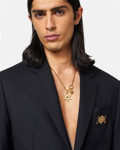 versace white tee chain male|Versace necklaces men's.